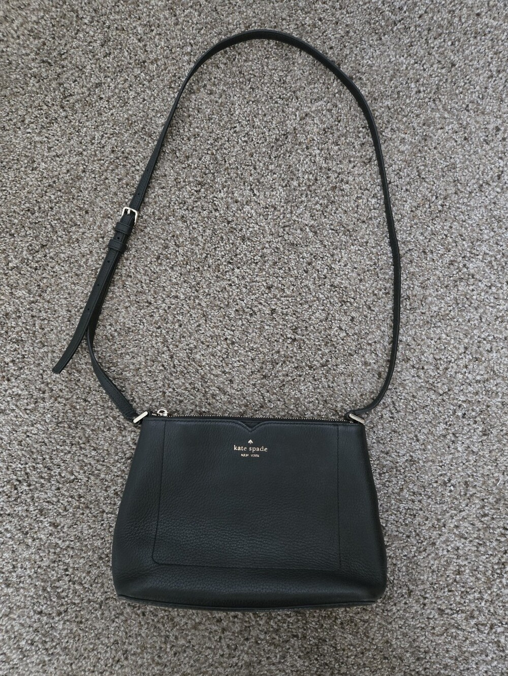 Kate Spade Harlow Crossbody Bag Black Leather with Gold Accents